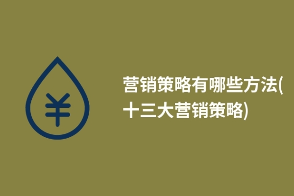 营销策略有哪些方法(十三大营销策略)
